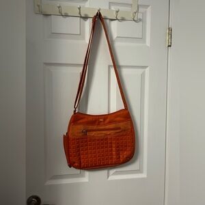 lug Orange Quilted Shoulder Crossbody with Front Zip
